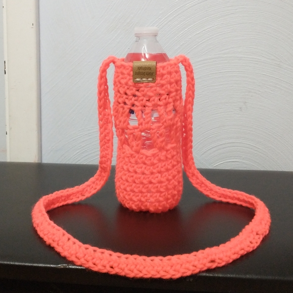 JFaith Designs - handmade Handbags - Handmade Coral Crochet Water Bottle Holder